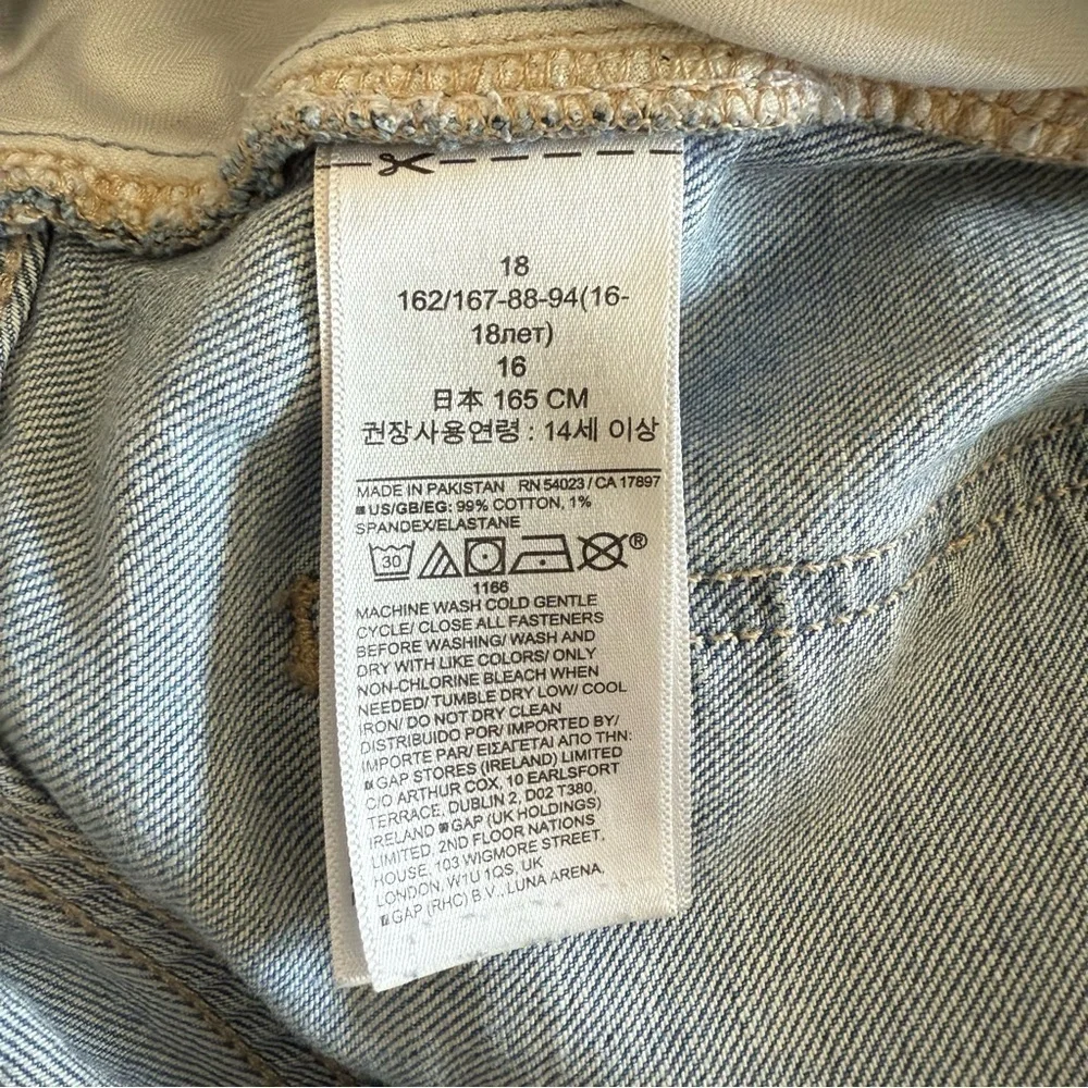 Gap Denim Girls Boho Medium Wash Distressed Mom Jeans Size 18